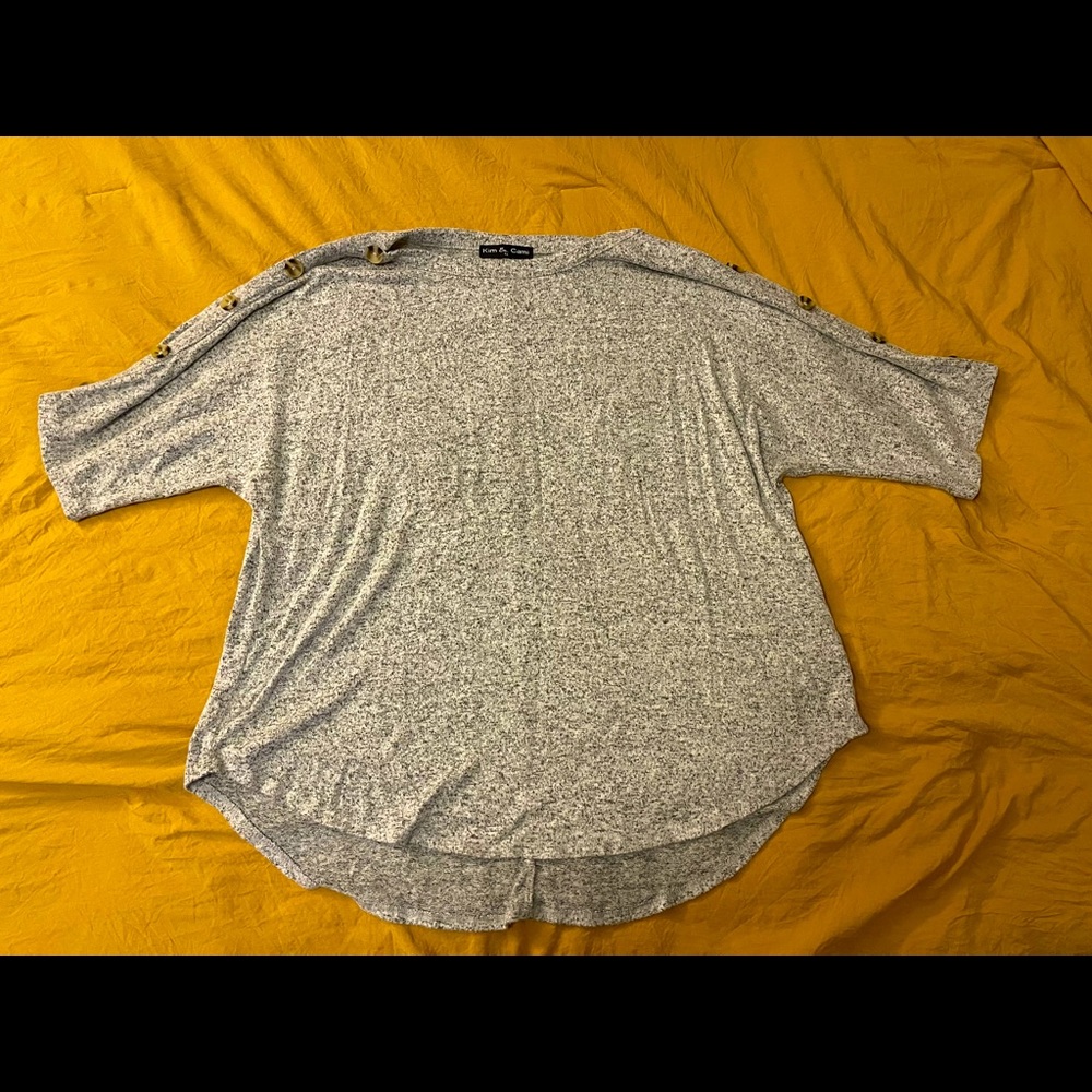 Kim & Cami gray blouse with buttons (super soft!)
